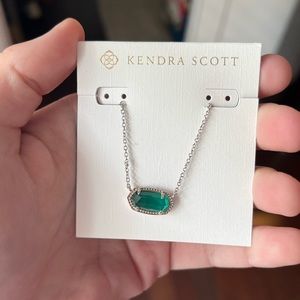 Kendra Scott Elisa Silver Pendant Necklace Emerald NWT